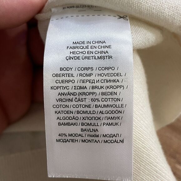 Lauren Ralph Lauren Sweater Ruffle Trim Jersey Winter Cream Modal Large New - Picture 6 of 9